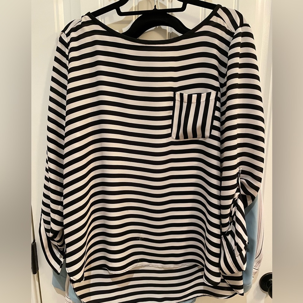 Loft- Black and white striped blouse